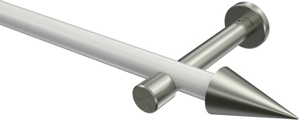 Gardinenstange Metall 20 mm Ø PRESTIGE - Savio Weiß / Edelstahl-Optik (ohne Ringe) 100 cm