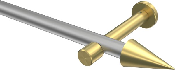 Gardinenstange Metall 20 mm Ø PRESTIGE - Savio Silbergrau / Messing-Optik (ohne Ringe) 100 cm