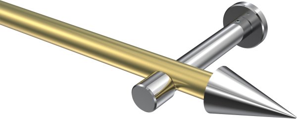 Gardinenstange Metall 20 mm Ø PRESTIGE - Savio Messing-Optik / Chrom (ohne Ringe) 100 cm