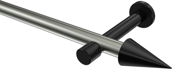 Gardinenstange Metall 20 mm Ø PRESTIGE - Savio Edelstahl-Optik / Schwarz (ohne Ringe) 100 cm