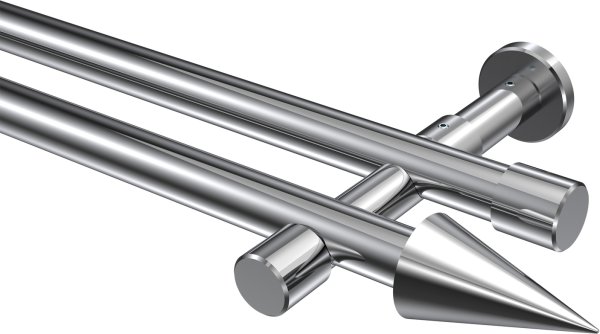 Gardinenstange Metall 20 mm Ø 2-läufig PRESTIGE - Savio Chrom (ohne Ringe) 100 cm