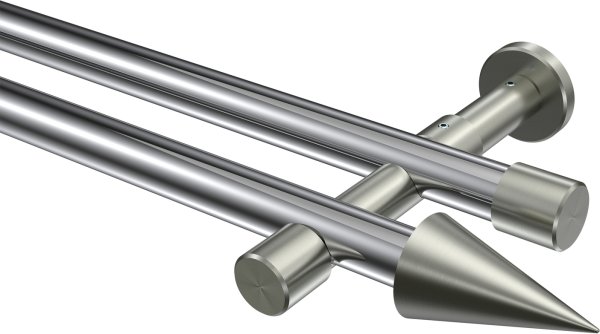 Gardinenstange Metall 20 mm Ø 2-läufig PRESTIGE - Savio Chrom / Edelstahl-Optik (ohne Ringe) 100 cm