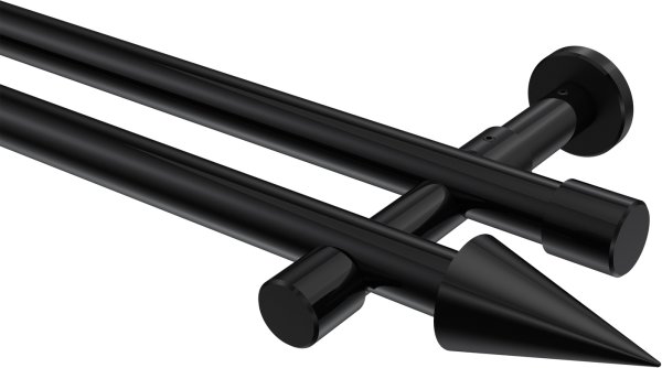 Gardinenstange Metall 20 mm Ø 2-läufig PRESTIGE - Savio Schwarz (ohne Ringe) 100 cm