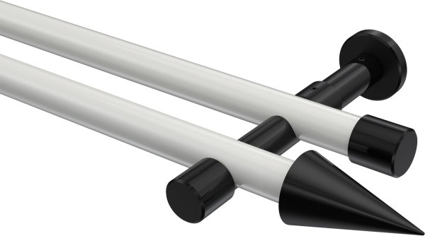 Gardinenstange Metall 20 mm Ø 2-läufig PRESTIGE - Savio Weiß / Schwarz (ohne Ringe) 100 cm