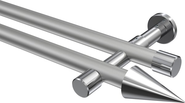 Gardinenstange Metall 20 mm Ø 2-läufig PRESTIGE - Savio Silbergrau / Chrom (ohne Ringe) 100 cm