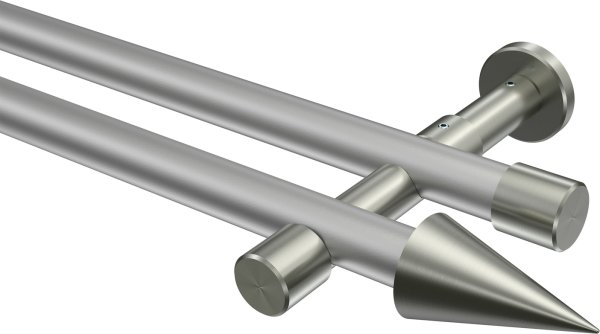 Gardinenstange Metall 20 mm Ø 2-läufig PRESTIGE - Savio Silbergrau / Edelstahl-Optik (ohne Ringe) 100 cm
