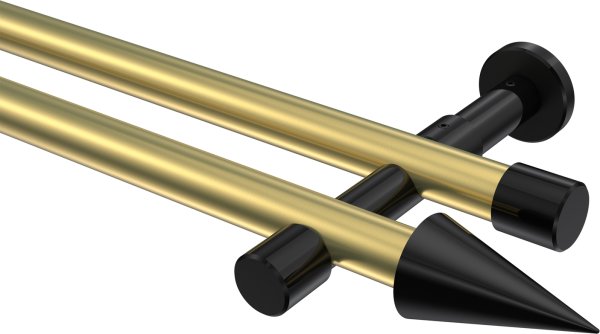 Gardinenstange Metall 20 mm Ø 2-läufig PRESTIGE - Savio Messing-Optik / Schwarz (ohne Ringe) 100 cm