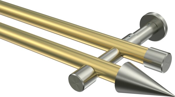 Gardinenstange Messing-Optik / Edelstahl-Optik 20 mm Ø 2-läufig PRESTIGE - Savio (ohne Ringe)