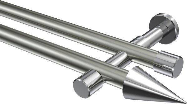 Gardinenstange Metall 20 mm Ø 2-läufig PRESTIGE - Savio Edelstahl-Optik / Chrom (ohne Ringe) 100 cm