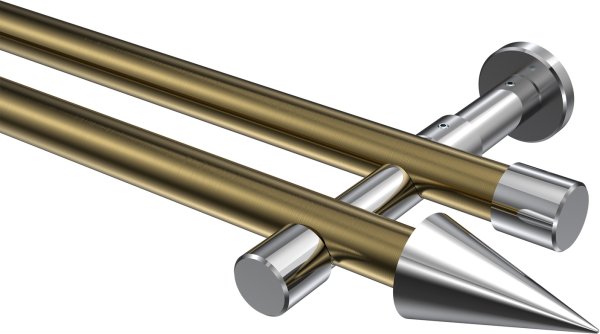 Gardinenstange Metall 20 mm Ø 2-läufig PRESTIGE - Savio Messing Antik / Chrom (ohne Ringe) 100 cm