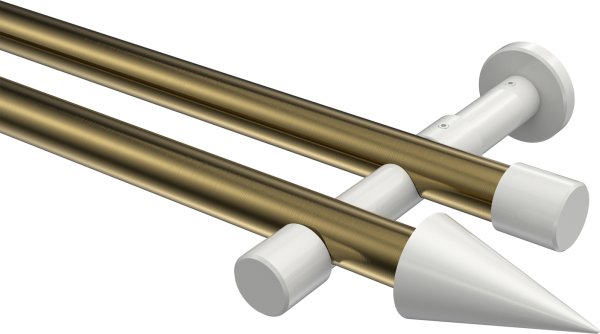 Gardinenstange Metall 20 mm Ø 2-läufig PRESTIGE - Savio Messing Antik / Weiß (ohne Ringe) 100 cm