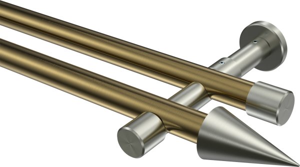 Gardinenstange Metall 20 mm Ø 2-läufig PRESTIGE - Savio Messing Antik / Edelstahl-Optik (ohne Ringe) 100 cm