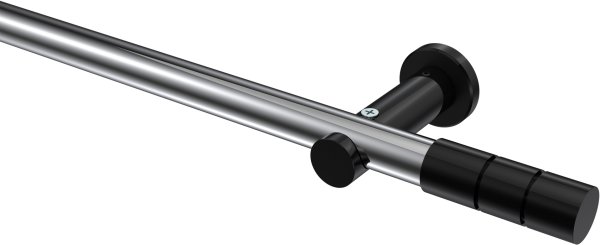 Gardinenstange Metall 20 mm Ø PLATON - Elanto Chrom / Schwarz (ohne Ringe) 100 cm