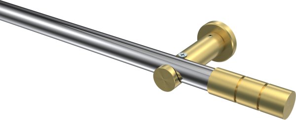 Gardinenstange Metall 20 mm Ø PLATON - Elanto Chrom / Messing-Optik (ohne Ringe) 100 cm