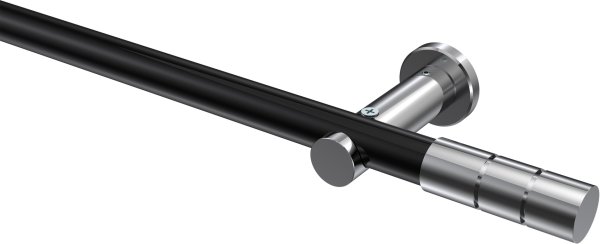 Gardinenstange Metall 20 mm Ø PLATON - Elanto Schwarz / Chrom (ohne Ringe) 100 cm