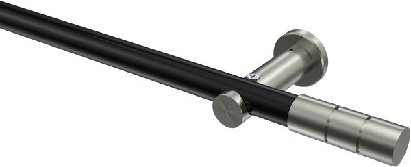 Gardinenstange Metall 20 mm Ø PLATON - Elanto Schwarz / Edelstahl-Optik (ohne Ringe) 100 cm