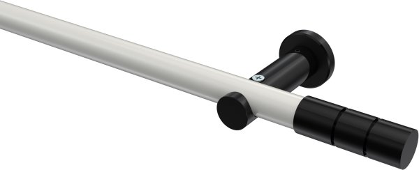 Gardinenstange Metall 20 mm Ø PLATON - Elanto Weiß / Schwarz (ohne Ringe) 100 cm