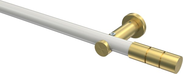 Gardinenstange Metall 20 mm Ø PLATON - Elanto Weiß / Messing-Optik (ohne Ringe) 100 cm