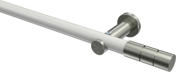 Gardinenstange Metall 20 mm Ø PLATON - Elanto Weiß / Edelstahl-Optik (ohne Ringe) 100 cm