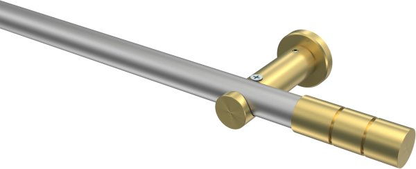 Gardinenstange Metall 20 mm Ø PLATON - Elanto Silbergrau / Messing-Optik (ohne Ringe) 100 cm
