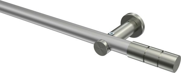 Gardinenstange Metall 20 mm Ø PLATON - Elanto Silbergrau / Edelstahl-Optik (ohne Ringe) 100 cm