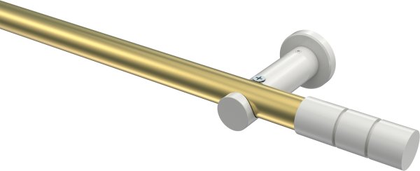 Gardinenstange Metall 20 mm Ø PLATON - Elanto Messing-Optik / Weiß (ohne Ringe) 100 cm