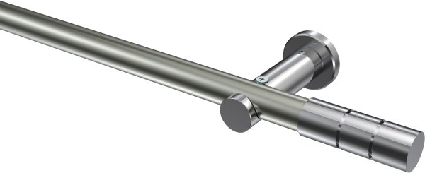 Gardinenstange Metall 20 mm Ø PLATON - Elanto Edelstahl-Optik / Chrom (ohne Ringe) 100 cm