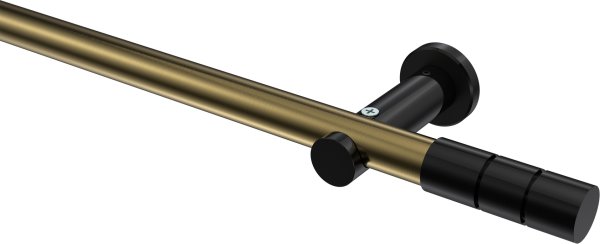 Gardinenstange Metall 20 mm Ø PLATON - Elanto Messing Antik / Schwarz (ohne Ringe) 100 cm