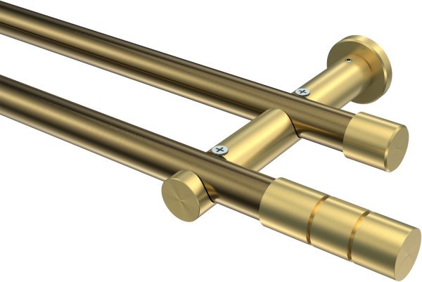 Gardinenstange Metall 20 mm Ø 2-läufig PLATON - Elanto Messing Antik / Messing-Optik (ohne Ringe) 100 cm