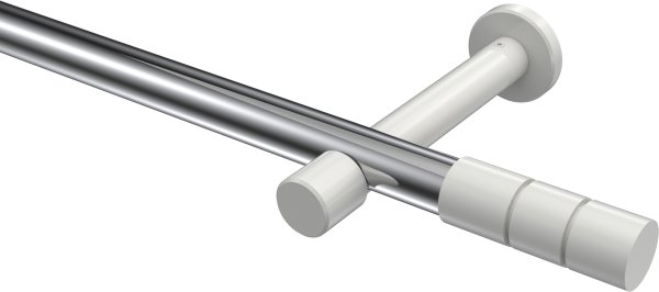 Gardinenstange Metall 20 mm Ø PRESTIGE - Elanto Chrom / Weiß (ohne Ringe) 100 cm