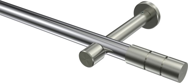 Gardinenstange Metall 20 mm Ø PRESTIGE - Elanto Chrom / Edelstahl-Optik (ohne Ringe) 100 cm