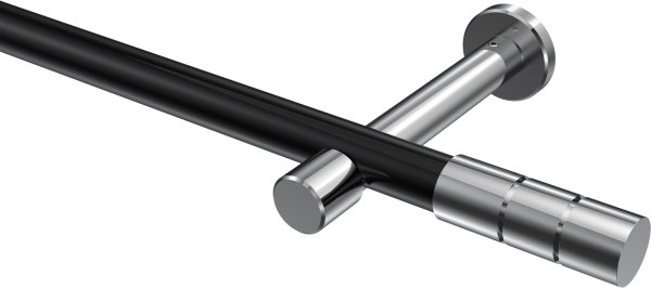 Gardinenstange Metall 20 mm Ø PRESTIGE - Elanto Schwarz / Chrom (ohne Ringe) 100 cm