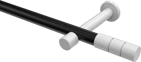 Gardinenstange Metall 20 mm Ø PRESTIGE - Elanto Schwarz / Weiß (ohne Ringe) 100 cm