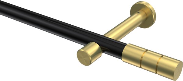 Gardinenstange Metall 20 mm Ø PRESTIGE - Elanto Schwarz / Messing-Optik (ohne Ringe) 100 cm