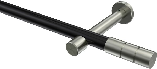 Gardinenstange Metall 20 mm Ø PRESTIGE - Elanto Schwarz / Edelstahl-Optik (ohne Ringe) 100 cm