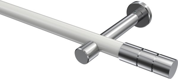 Gardinenstange Metall 20 mm Ø PRESTIGE - Elanto Weiß / Chrom (ohne Ringe) 100 cm