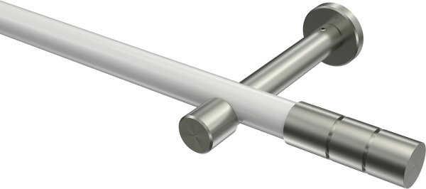 Gardinenstange Metall 20 mm Ø PRESTIGE - Elanto Weiß / Edelstahl-Optik (ohne Ringe) 100 cm
