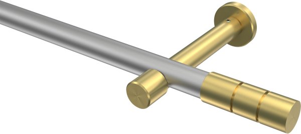 Gardinenstange Metall 20 mm Ø PRESTIGE - Elanto Silbergrau / Messing-Optik (ohne Ringe) 100 cm