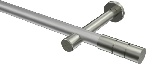 Gardinenstange Metall 20 mm Ø PRESTIGE - Elanto Silbergrau / Edelstahl-Optik (ohne Ringe) 100 cm