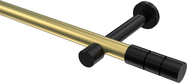 Gardinenstange Metall 20 mm Ø PRESTIGE - Elanto Messing-Optik / Schwarz (ohne Ringe) 100 cm