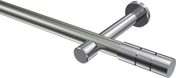 Gardinenstange Metall 20 mm Ø PRESTIGE - Elanto Edelstahl-Optik / Chrom (ohne Ringe) 100 cm