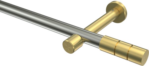 Gardinenstange Edelstahl-Optik / Messing-Optik 20 mm Ø PRESTIGE - Elanto (ohne Ringe) 100 cm