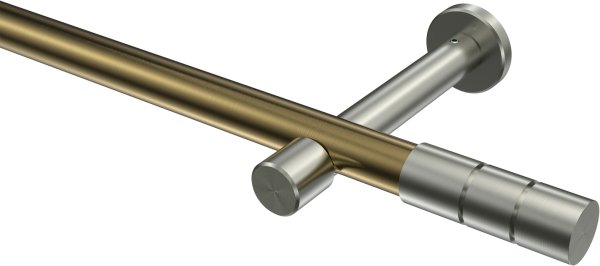 Gardinenstange Metall 20 mm Ø PRESTIGE - Elanto Messing Antik / Edelstahl-Optik (ohne Ringe) 100 cm
