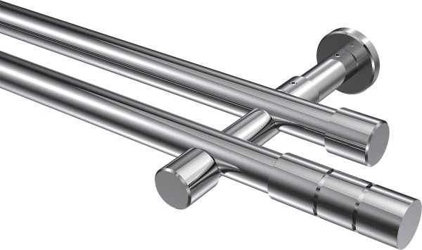 Gardinenstange Metall 20 mm Ø 2-läufig PRESTIGE - Elanto Chrom (ohne Ringe) 100 cm