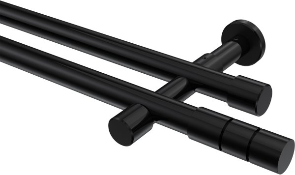 Gardinenstange Metall 20 mm Ø 2-läufig PRESTIGE - Elanto Schwarz (ohne Ringe) 100 cm