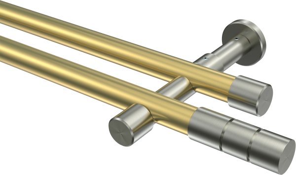 Gardinenstange Messing-Optik / Edelstahl-Optik 20 mm Ø 2-läufig PRESTIGE - Elanto (ohne Ringe)