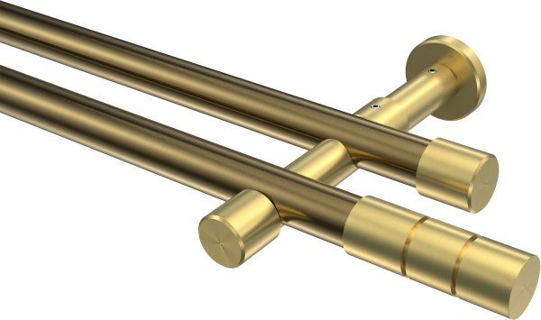 Gardinenstange Metall 20 mm Ø 2-läufig PRESTIGE - Elanto Messing Antik / Messing-Optik (ohne Ringe) 100 cm