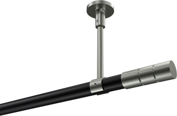 Gardinenstange Metall 20 mm Ø SONETTE - Elanto Schwarz / Edelstahl-Optik (ohne Ringe) 100 cm