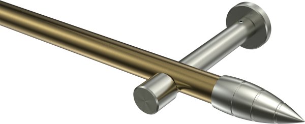 Gardinenstange Metall 20 mm Ø PRESTIGE - Samanto Messing Antik / Edelstahl-Optik (ohne Ringe) 100 cm