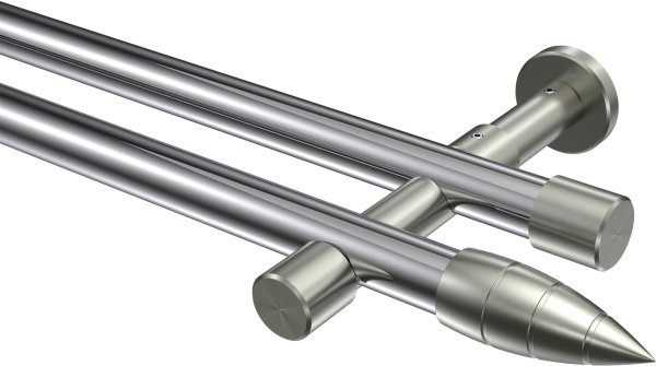 Gardinenstange Metall 20 mm Ø 2-läufig PRESTIGE - Samanto Chrom / Edelstahl-Optik (ohne Ringe) 100 cm
